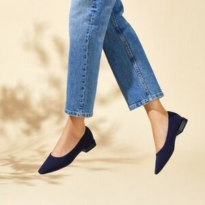 Vivaia Pointed-Toe Knit‎ Block Heel Pumps Comfortable Flats Shoes Size 8 EUR 39